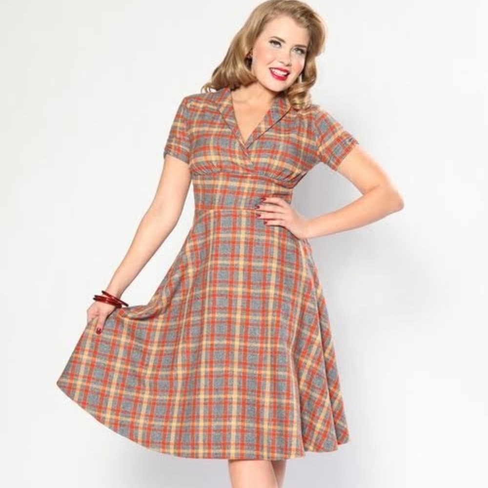 Bettie Page Plaid Flannel A-Line Dress